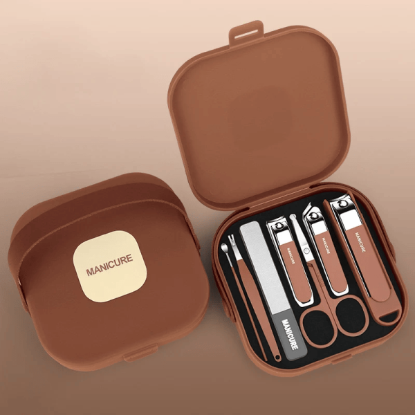 Anti-Splash Nail Care 7 Pcs Manicure Set (Brown)